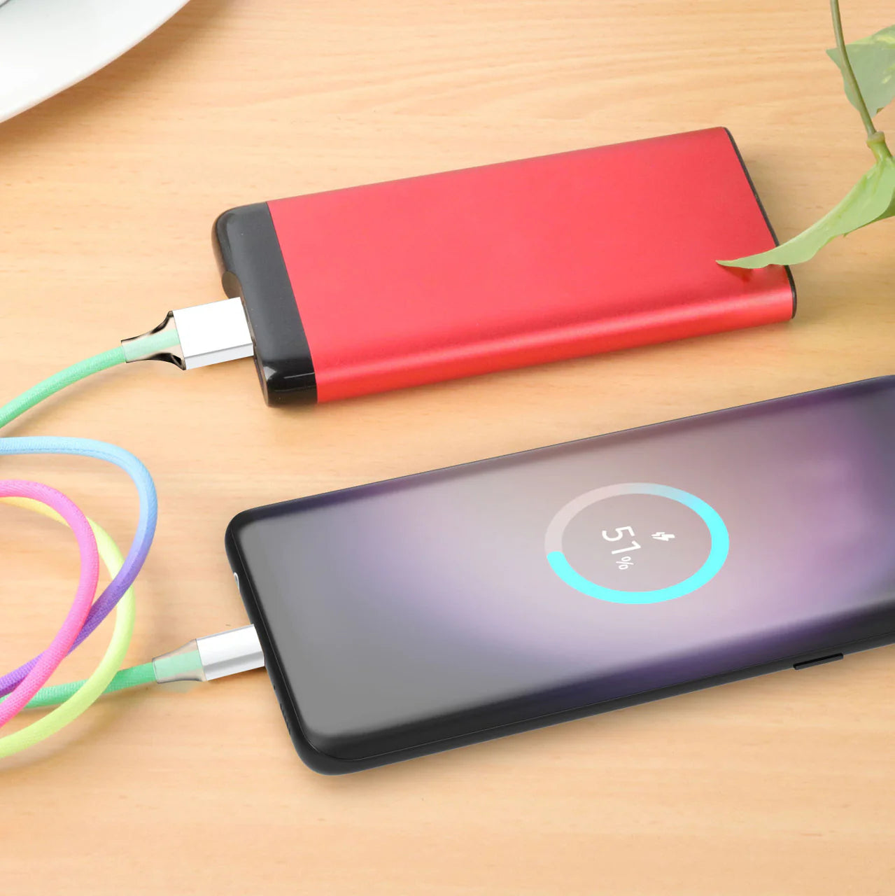Laser 1m Nylon-Braided Type-C Charging Cable (Rainbow)