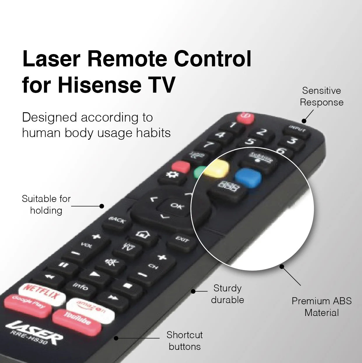 Laser Hisense Replacement TV Remote (No Setup)