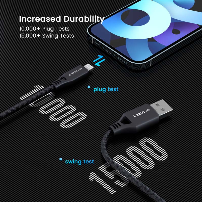 Ontekka 1.2m Nylon USB-A to Lightning Fast-Charging Cable