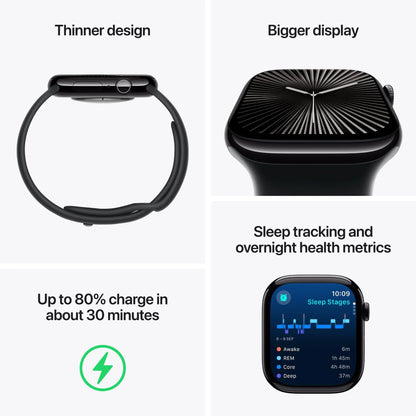 Apple Watch Series 10 46mm Jet Black Aluminium Case GPS Sport Band (M/L) [Black] MODEL: MWWQ3ZP/A
