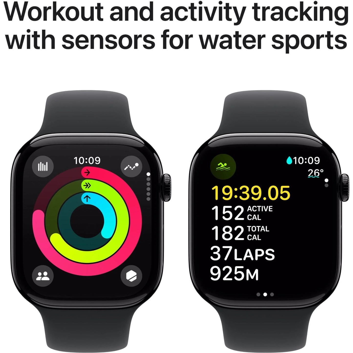 Apple Watch Series 10 46mm Jet Black Aluminium Case GPS Sport Band (M/L) [Black] MODEL: MWWQ3ZP/A