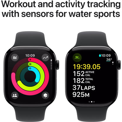 Apple Watch Series 10 46mm Jet Black Aluminium Case GPS Sport Band (M/L) [Black] MODEL: MWWQ3ZP/A