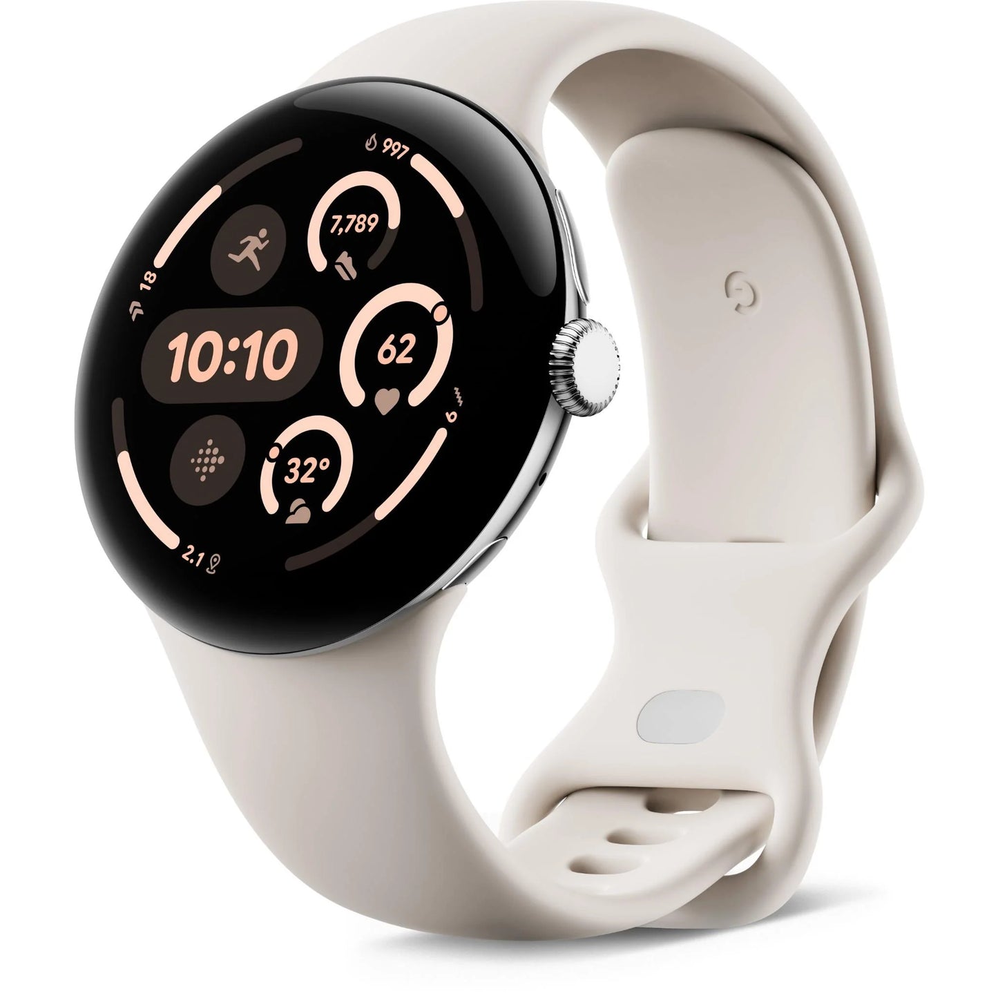 Google Pixel Watch 3 Wi-Fi 45mm (Silver with Porcelain Active Band)