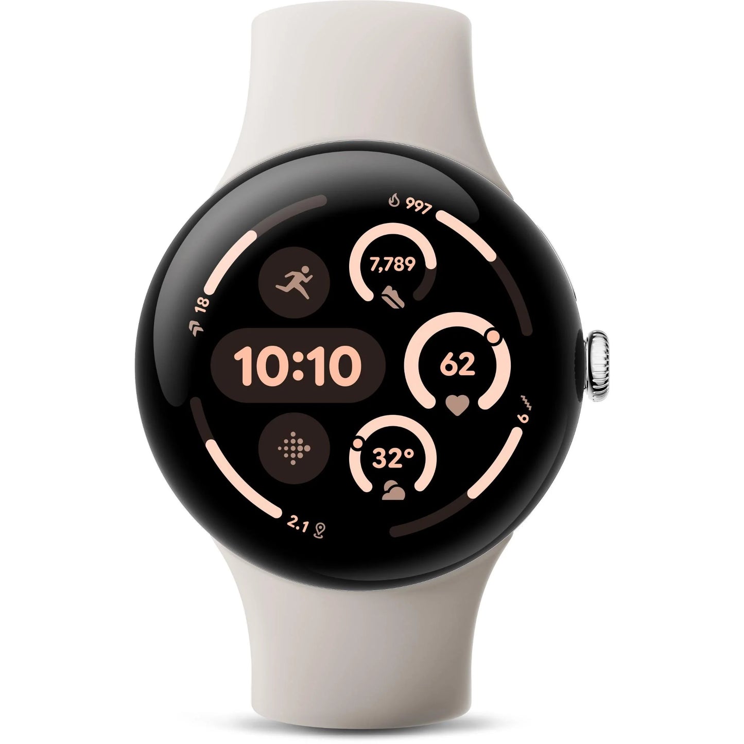 Google Pixel Watch 3 Wi-Fi 45mm (Silver with Porcelain Active Band)