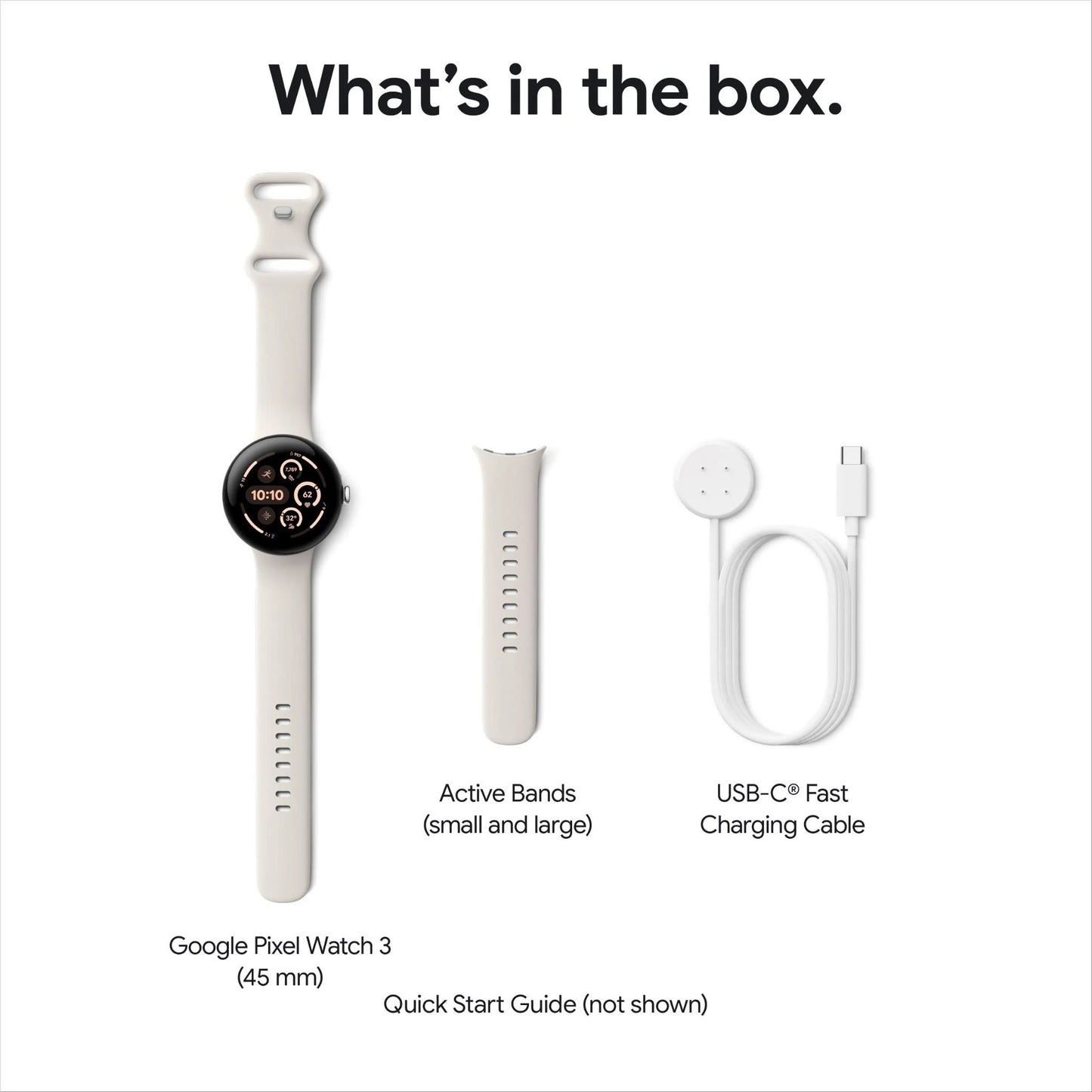 Google Pixel Watch 3 Wi-Fi 45mm (Silver with Porcelain Active Band)