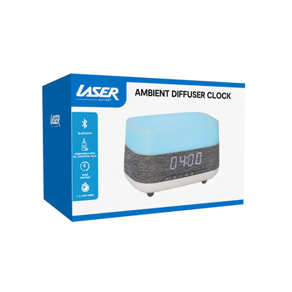 Laser Aroma Diffuser Clock Radio with Bluetooth Speaker (White)